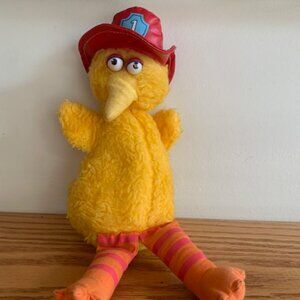 Vintage Knickerbocker Sesame Street Big Bird Fireman Plush Toy W Hat